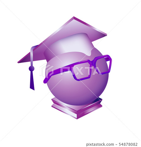 Square academic cap dressed on sphere purple 54878082