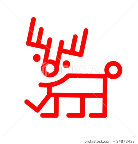 Marker style cartoon deer, red illustration. 54878452