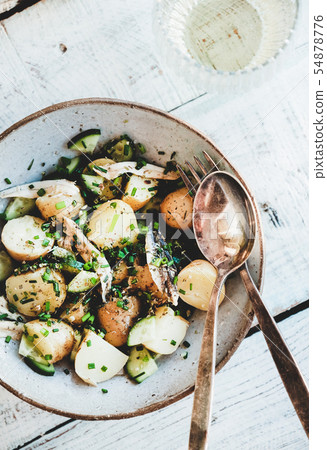 Healthy summer lunch with potato salad and white 54878776