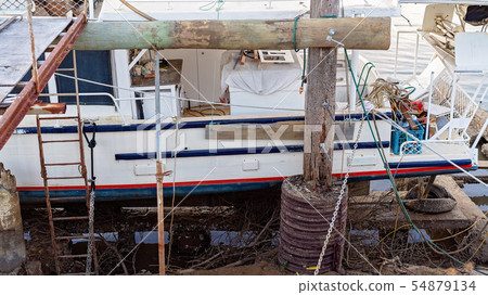 Commercial Fishing Vessel Moored For Repairs 54879134
