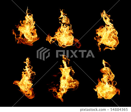 Fire flames collection isolated on black Fire flames collection isolated on black 54884365