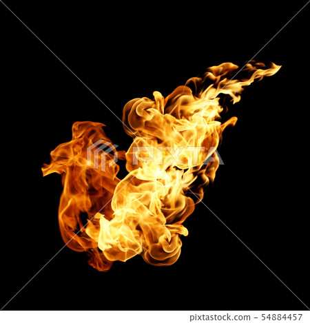 Fire flames collection isolated on black 54884457