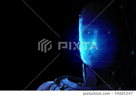 robot with ai brain. robot with ai brain. 54885247