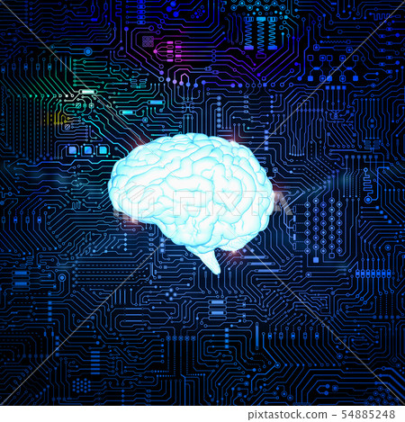 brain with circuit background. brain with circuit background. 54885248