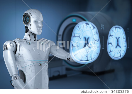 robot analyze x-ray brain robot analyze x-ray brain 54885276