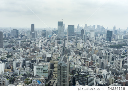 Tokyo cityscape with rainy sky 54886136