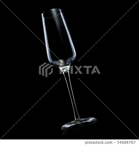 Empty luxury champagne glass isolated on a black background 54886767