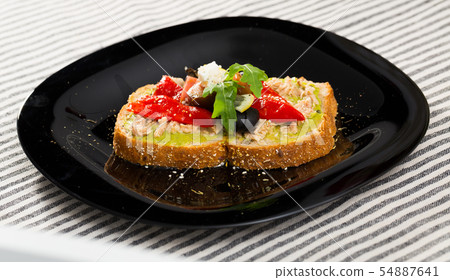 Image of sandwich with canned tuna and vegetables Image of sandwich with canned tuna and vegetables 54887641