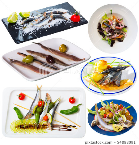 Set of small fish dishes Set of small fish dishes 54888091