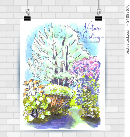 Sketching illustration in vector format. Poster 54888676