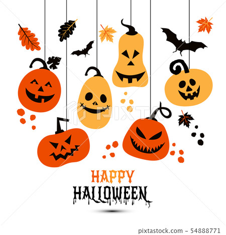 Halloween background of cheerful colors pumpkins. 54888771