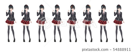Anime manga student girl in blazer and red skirt Anime manga student girl in blazer and red skirt 54888911