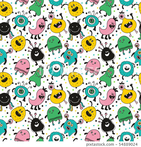 Seamless baby pattern with monsters vector Seamless baby pattern with monsters vector 54889024