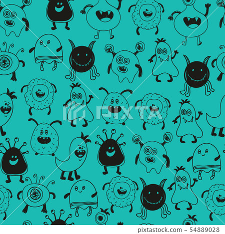 Seamless baby pattern with monsters vector - Stock Illustration ...