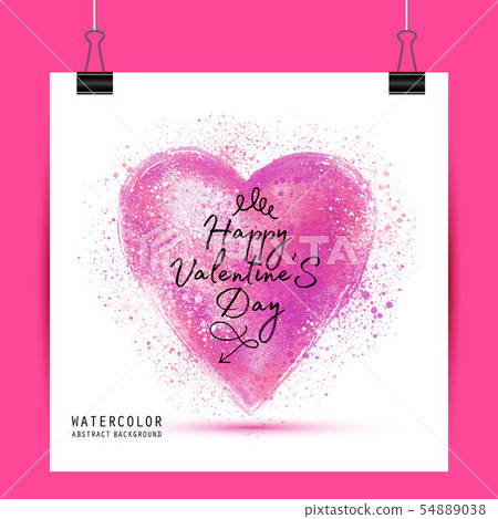 Watercolor painted pink heart, vector element for - Stock Illustration ...