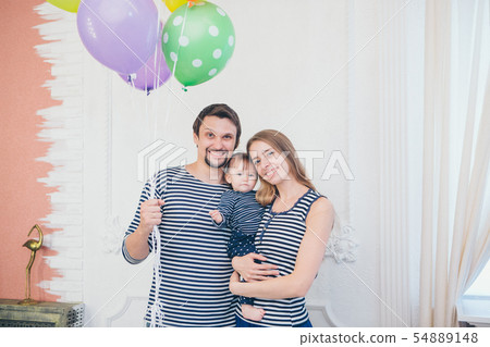 the concept of celebration, fun time spending - family at the party. adults and children on a white the concept of celebration, fun time spending - family at the party. adults and children on a white 54889148