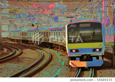 Commuter train Yamanote Line E 231 series image running in the city center Commuter train Yamanote Line E 231 series image running in the city center 54889155