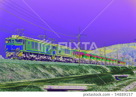 Freight train EF64 image going to the embankment 54889157