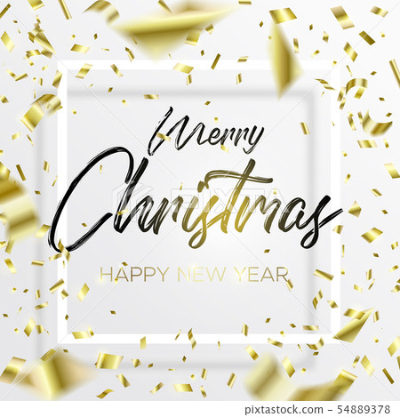 The Lettering Christmas and falling gold confetti The Lettering Christmas and falling gold confetti 54889378