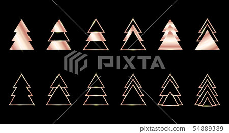 A set of rose gold geometric Christmas trees A set of rose gold geometric Christmas trees 54889389