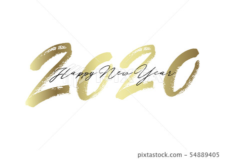 Golden inscription Happy New Year 2020. 54889405