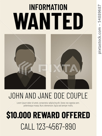 Information wanted poster with male and female 54889687