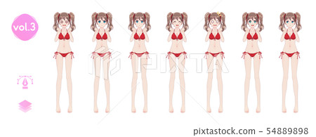 Anime manga girl. In a summer bikini swimsuit Anime manga girl. In a summer bikini swimsuit 54889898