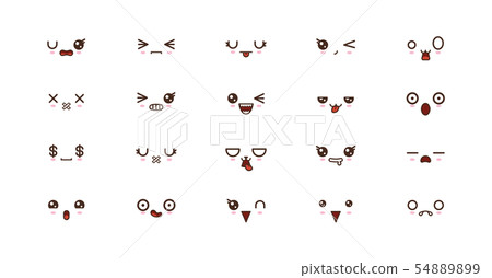 Kawaii cute faces smile emoticons. Japanese emoji Kawaii cute faces smile emoticons. Japanese emoji 54889899