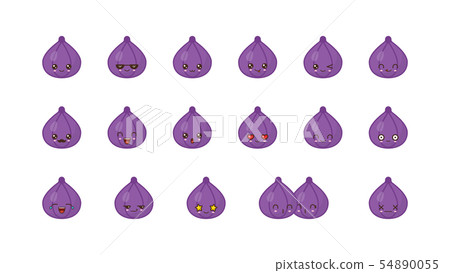 Fig fruit cute kawaii mascot. Kawaii food faces 54890055