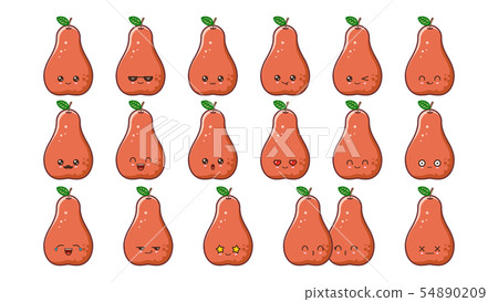 pear cute kawaii mascot. Set kawaii food faces pear cute kawaii mascot. Set kawaii food faces 54890209