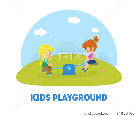 Kids Playground Banner Template, Kids Having Fun at Playground, Two Girls Swinging on Seesaw Vector Kids Playground Banner Template, Kids Having Fun at Playground, Two Girls Swinging on Seesaw Vector 54890402