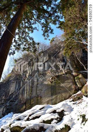 Landscape of mountain temple mountain trail in winter Landscape of mountain temple mountain trail in winter 54890759