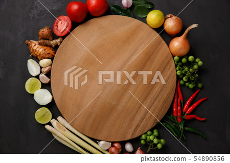 Thai kitchen. Various herbs, spices  and 54890856