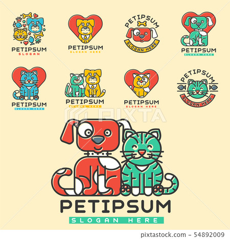Pet cat and dog domestic insignia silhouette veterinary medical refuge shelter center for homeless Pet cat and dog domestic insignia silhouette veterinary medical refuge shelter center for homeless 54892009