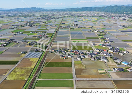 Plains of a local city where fresh green shines (air shoot) 54892306