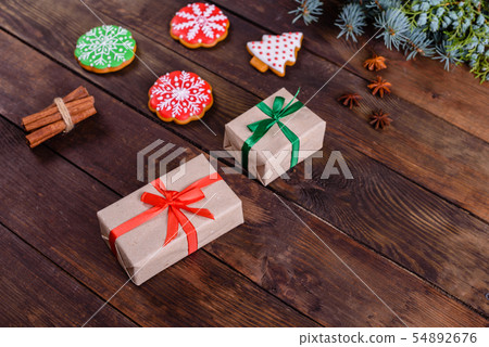 Christmas homemade gingerbread cookies on a dark b Christmas homemade gingerbread cookies on a dark b 54892676