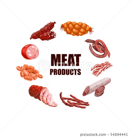 Meat Products Set Vector Illustration 54894441