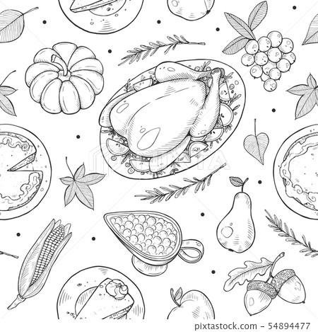 Thanksgiving Seamless Pattern 54894477