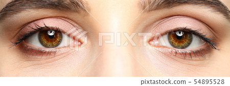 Letterbox view of pretty female brown green coloured amazing eyes Letterbox view of pretty female brown green coloured amazing eyes 54895528