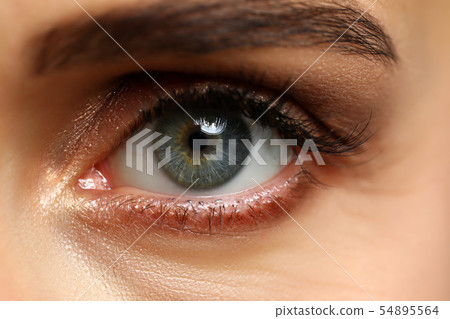Amazing female emerald wide opened green coloured left eye Amazing female emerald wide opened green coloured left eye 54895564