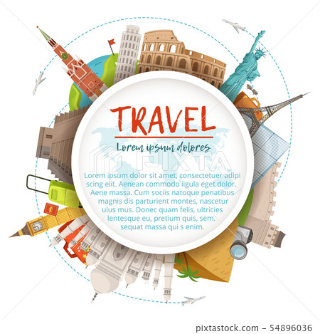 Different world landmarks in circle shape. Design template with place for your text 54896036