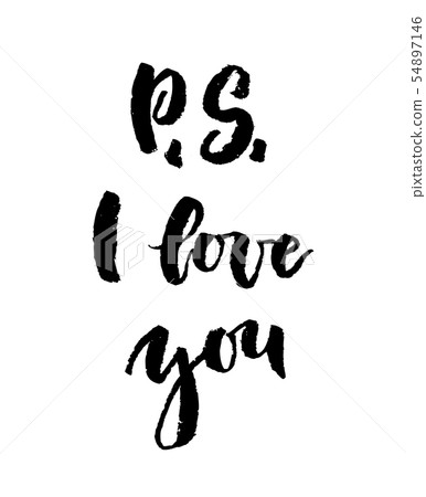 P S I love you greeting card with calligraphy. 54897146
