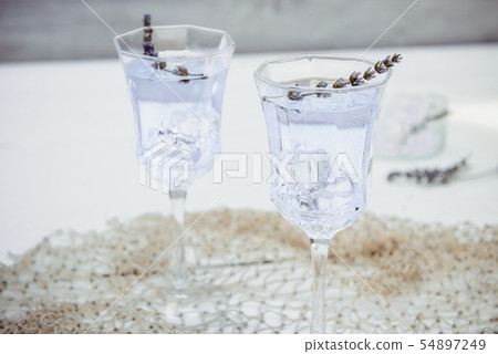 Close up Fresh lavender lemonade with flowers and Close up Fresh lavender lemonade with flowers and 54897249