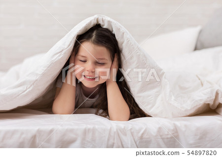 happy morning baby in bed. 54897820