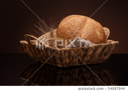 bread in a wicker basket bread in a wicker basket 54897844