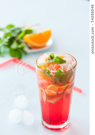 Fresh fruit lemonade with mint in a glass 54898046