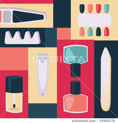 Tools for manicure illustration. Accessories and instruments for nails, toe separator, nail clippers 54898376