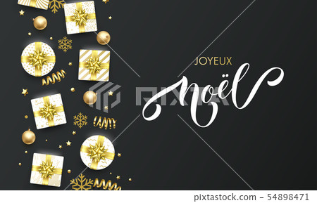 Joyeux Noel French Merry Christmas golden greeting Joyeux Noel French Merry Christmas golden greeting 54898471