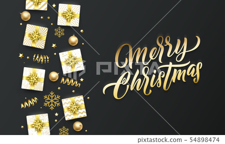 Merry Christmas golden greeting card on premium Merry Christmas golden greeting card on premium 54898474