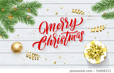 Merry Christmas or Xmas gold stars decoration. 54898521